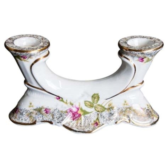 chodziesz Other - Vintage Floral Porcelain Double Candleholder Chodziesz Made In Poland